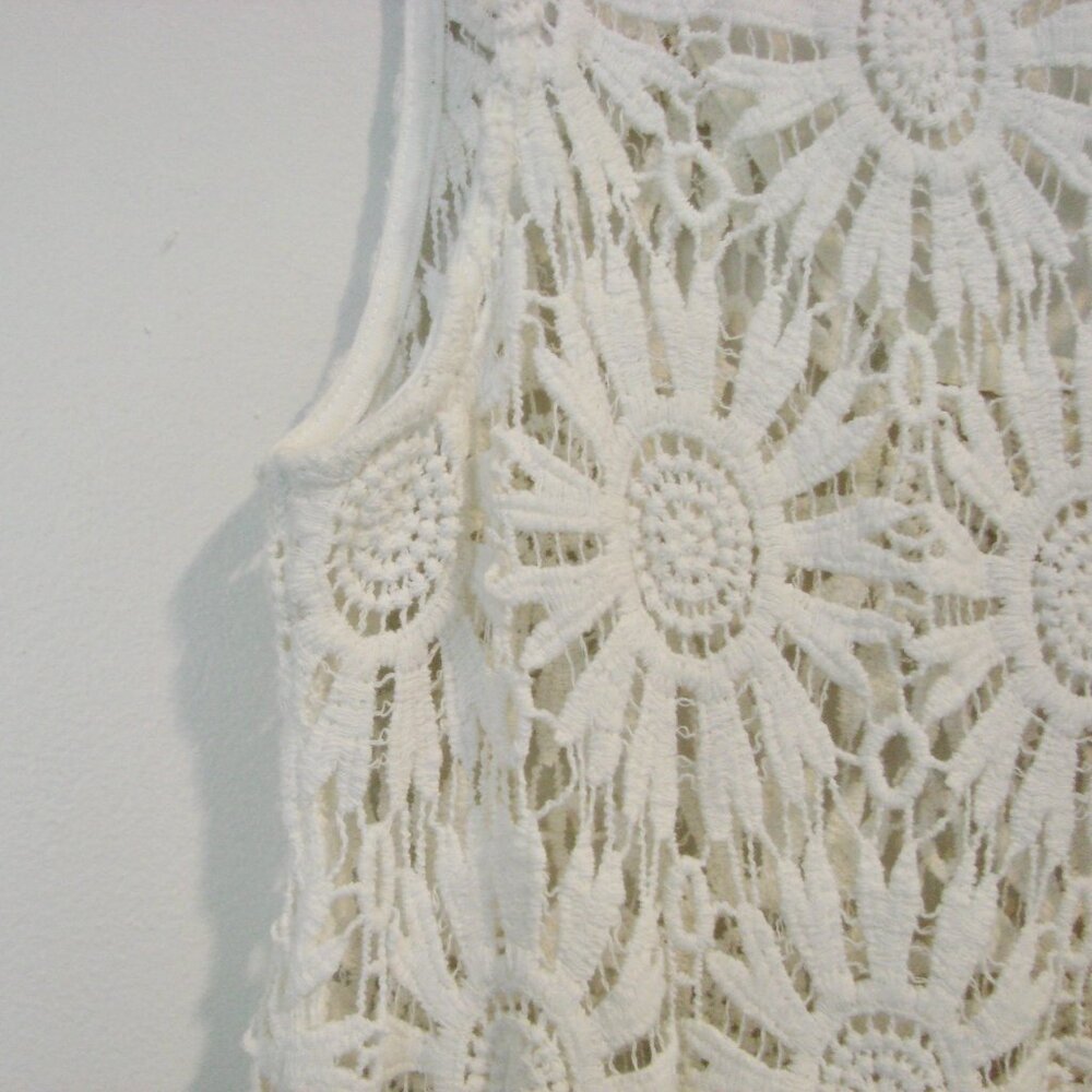 Forever 21 White Floral Crochet Lace Bathing Suit Bikini Cover Up Daisy Medium - Picture 8 of 14